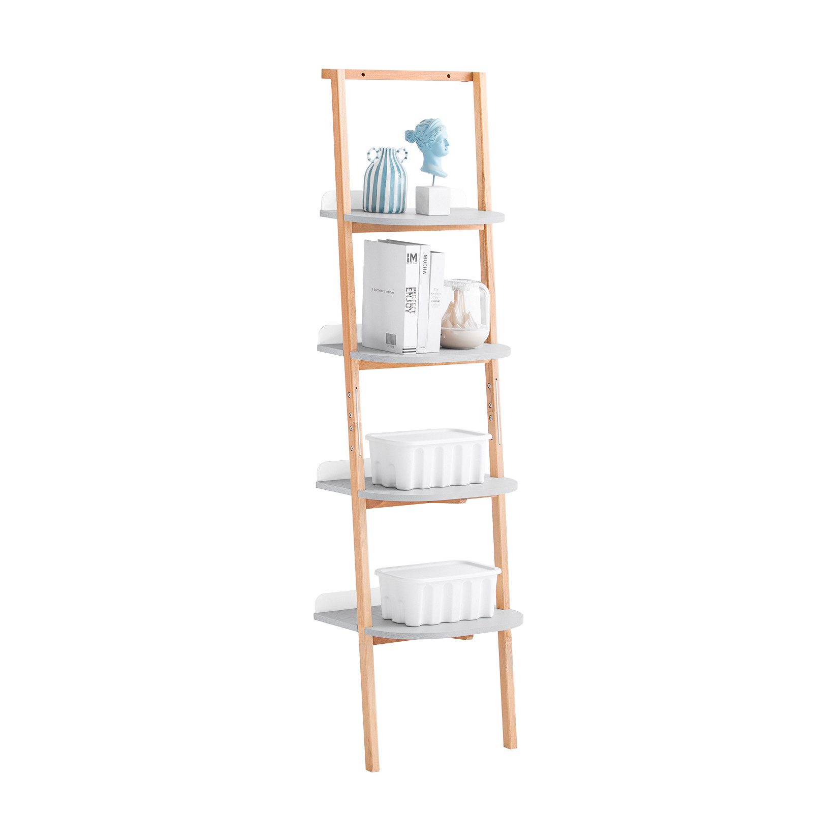 SoBuy Bücherregal HSTR02, Leiterregal Multifunktionales Regal Standregal Badregal Wandregal