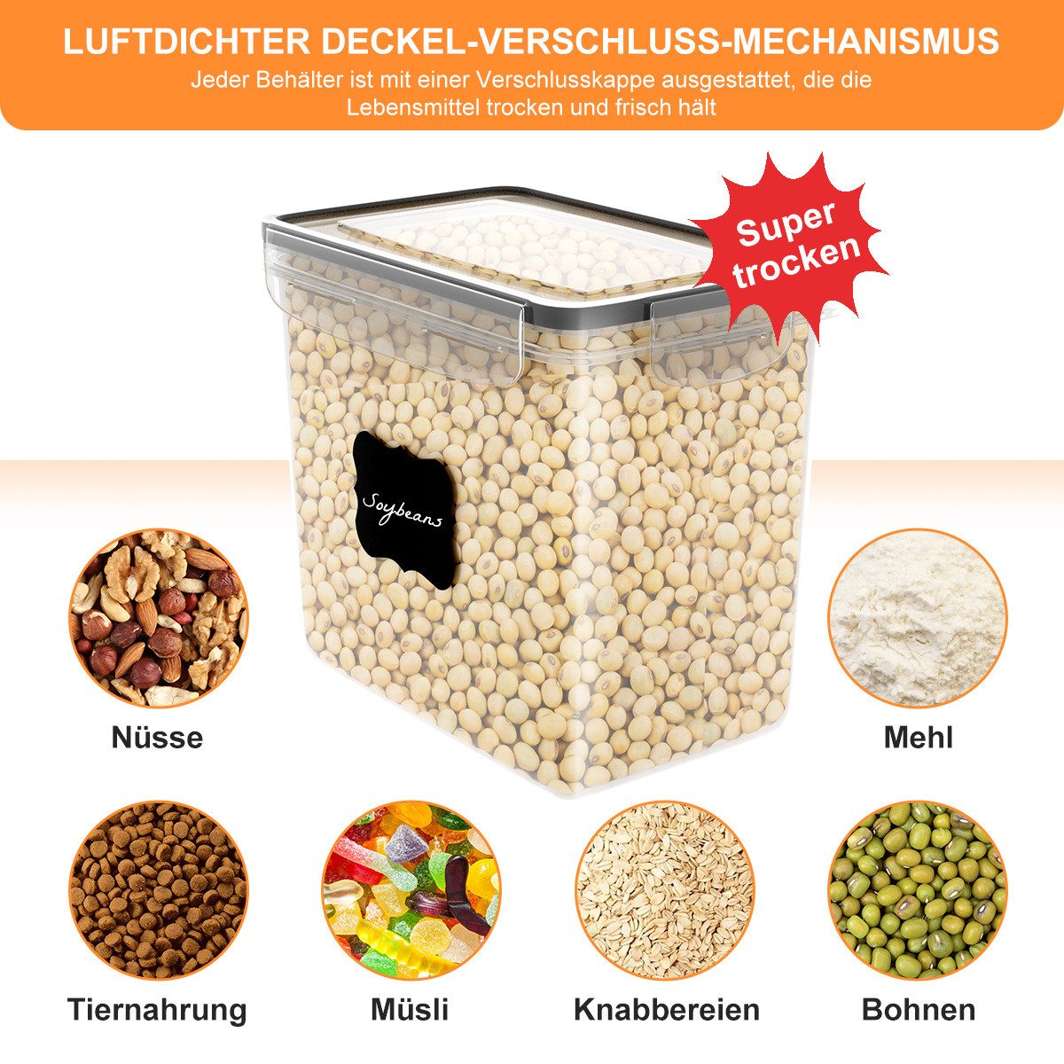 Simloveve Vorratsdose Vorratsdosen Set mit Deckel Luftdicht, (BPA Frei Vorratsbehälter Zucker, 42-tlg., Vorratsgläser, vorratsglas, Aufbewahrungsbox Küche), mit – Bild 2 von 5