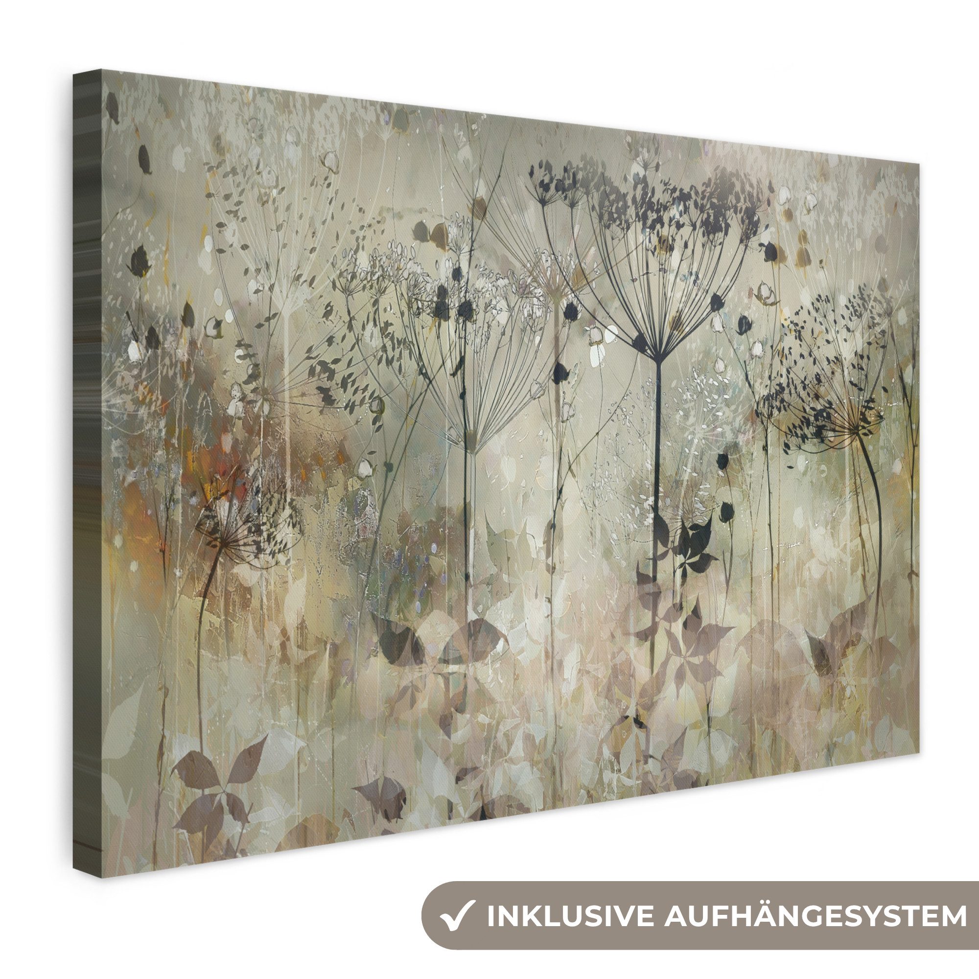 OneMillionCanvasses® Leinwandbild Blumen - Grau - Natur - Kunst, Fotodruck (1 St), Leinwand Bilder Klein, Wand Dekoration Aesthetic 30x20 cm