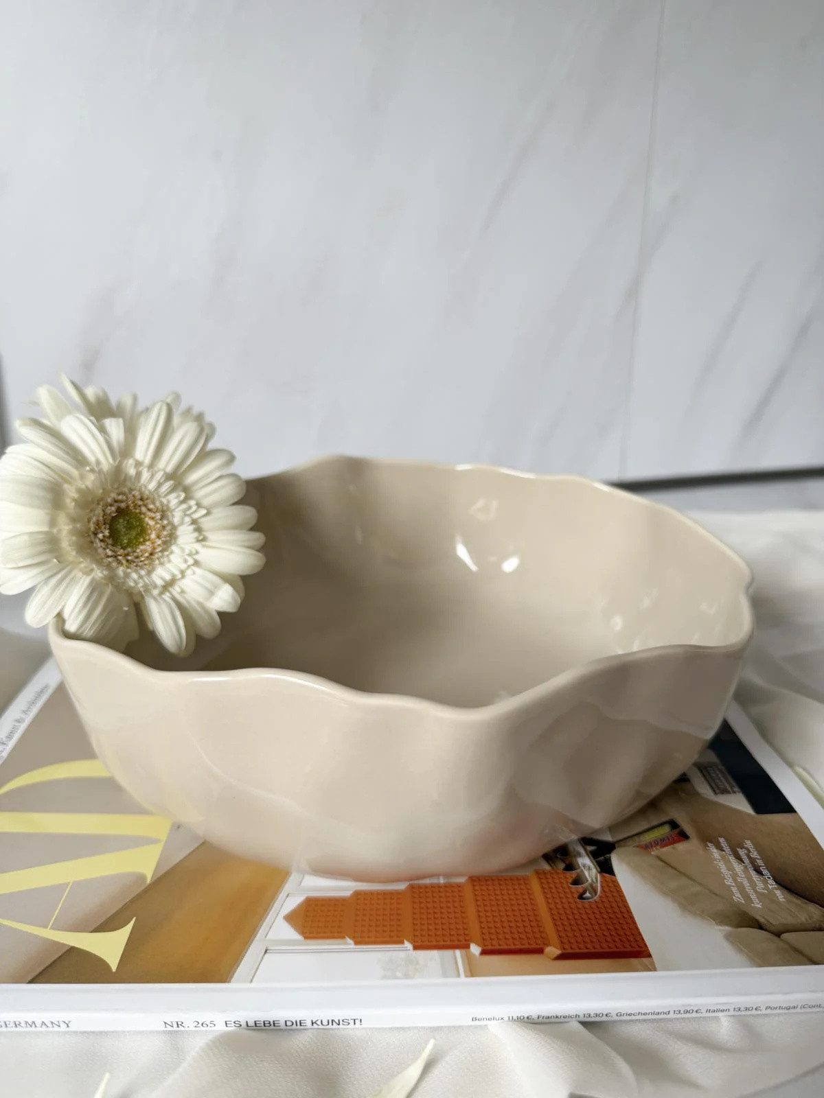 EmirtexHome Salatschüssel Angles 22cm I Beige, Porzellan