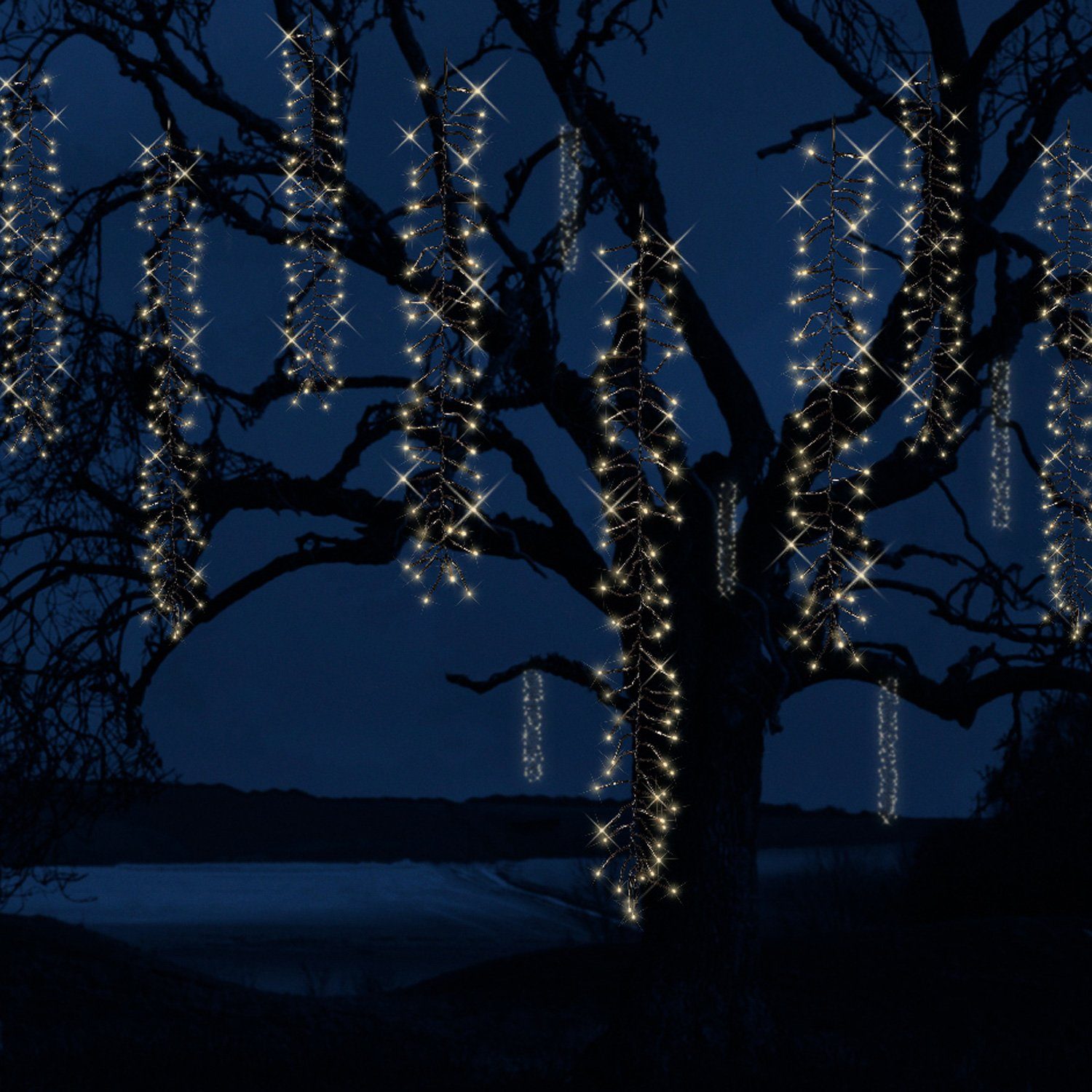MARELIDA LED-Lichterkette Kaskade Baumbeleuchtung 6Stränge Cluster 480LED  Außen, 480-flammig