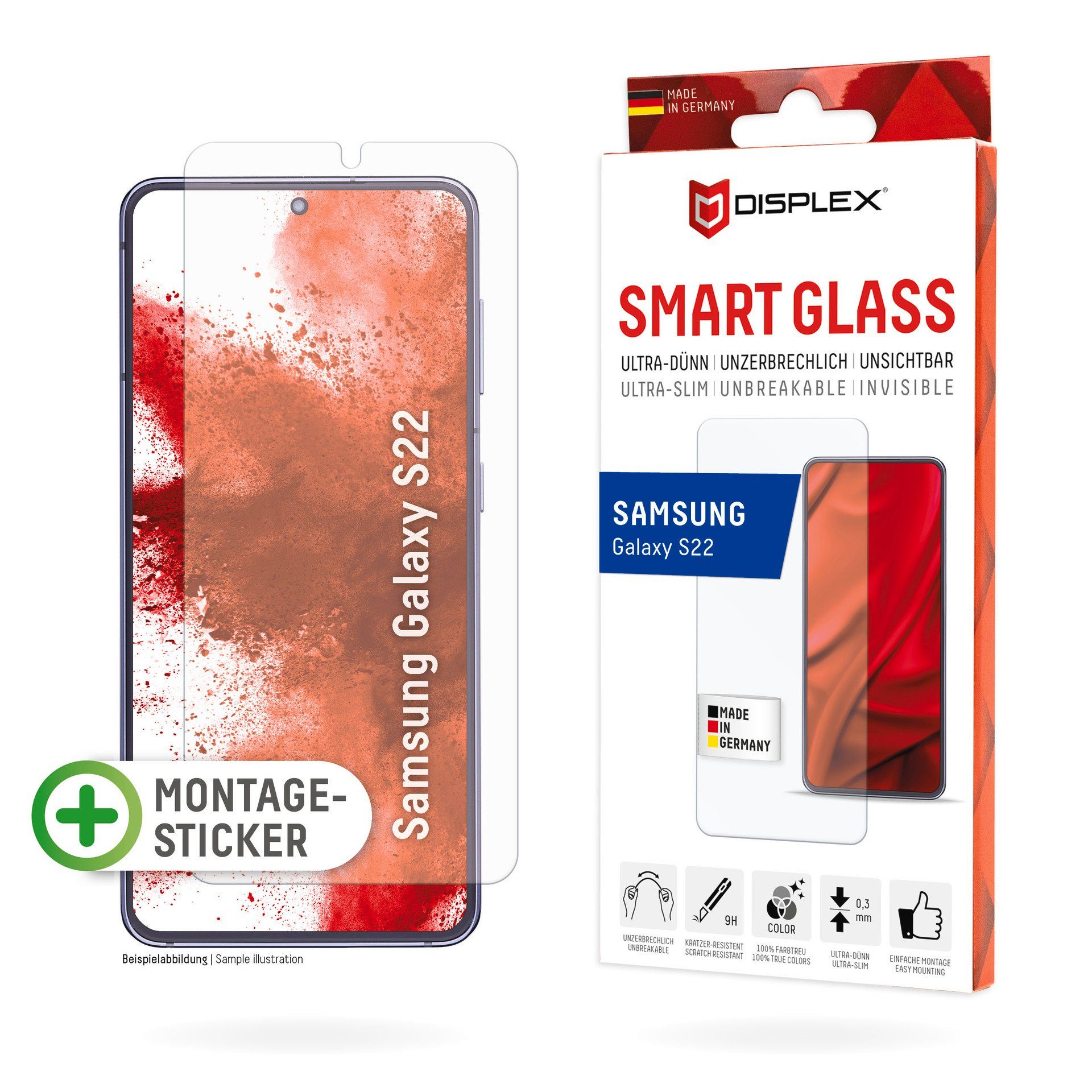 Displex Smart Glass - Samsung Galaxy S22/S23 für Samsung Galaxy S22, Samsung Galaxy S23, Displayschutzglas