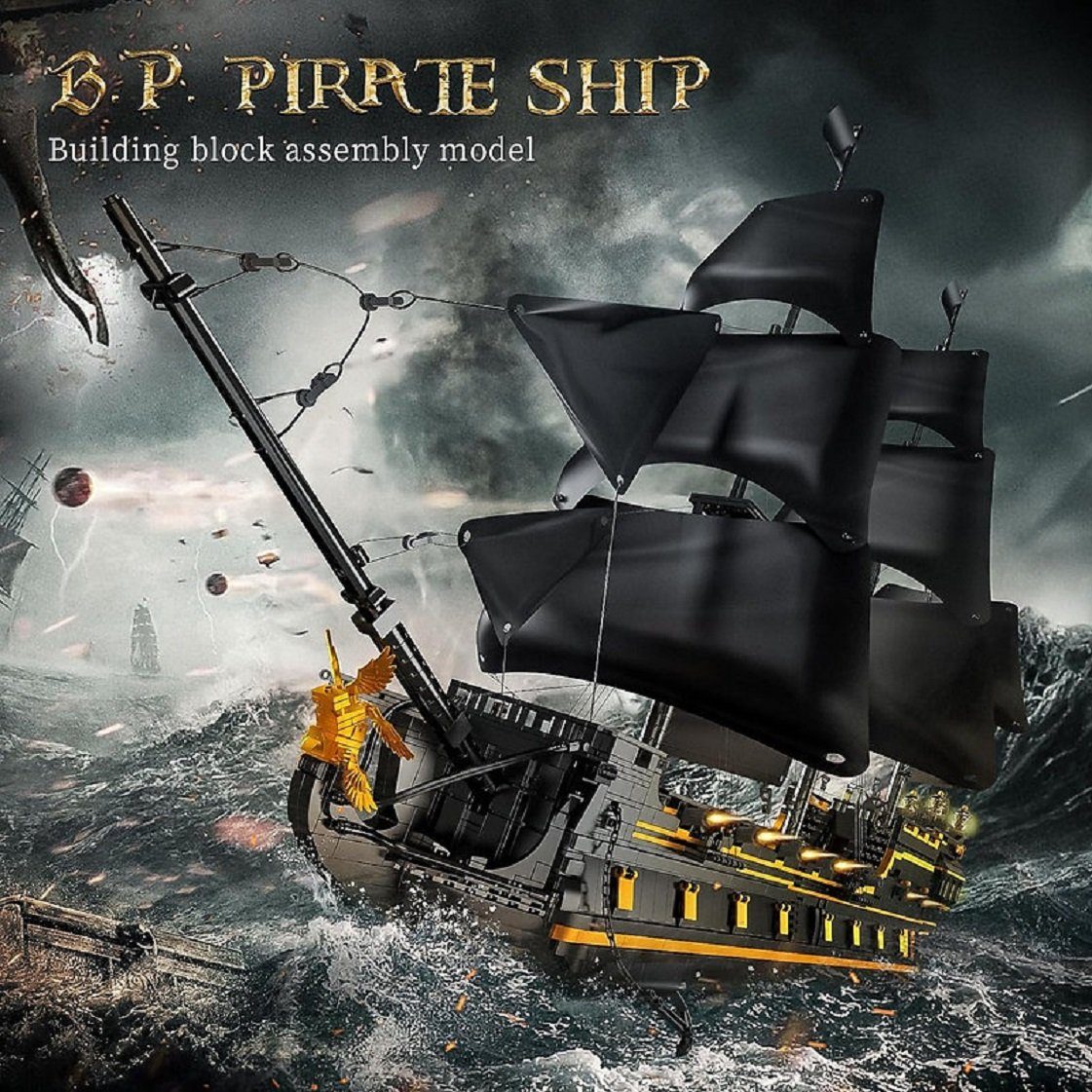 Mould King Mould King 13186 The Black Pearl B.P. II 5.266 Teile Piratenschiff Konstruktionsspielsteine, (5266 St)