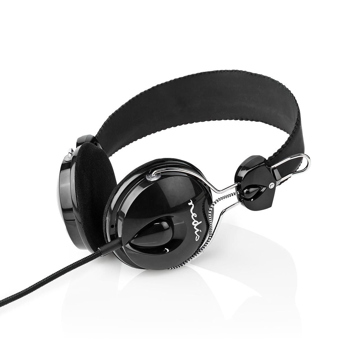 Nedis HPWD1104BK Over-Ear-Kopfhörer (Höhenverstellung, Klarer Klang, weiche Ohrpolster, verstellbar, geflochtenes Kabel) – Bild 4 von 5