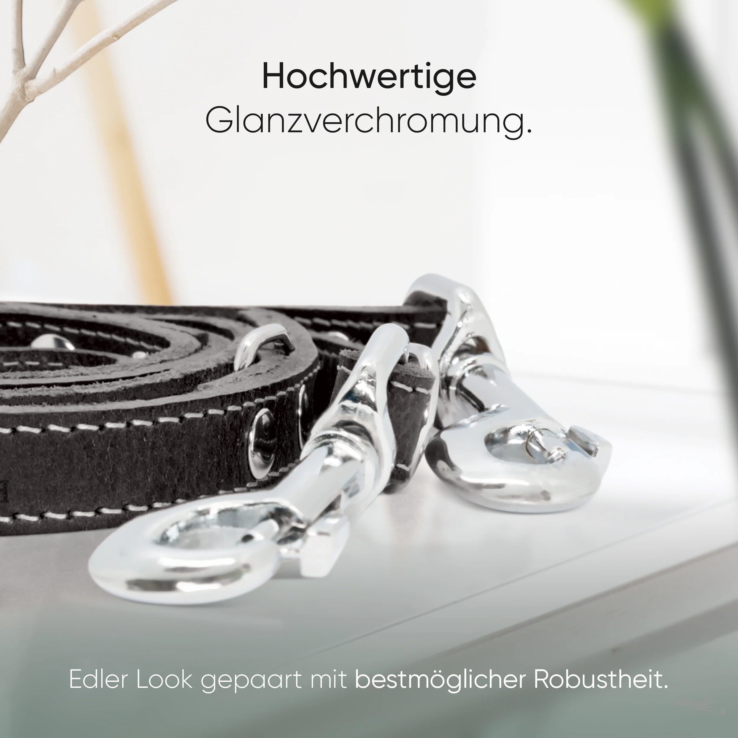 Freudentier Hundeleine Hundeleine aus Leder, 2m lang & 3-fach verstellbar – Bild 4 von 4