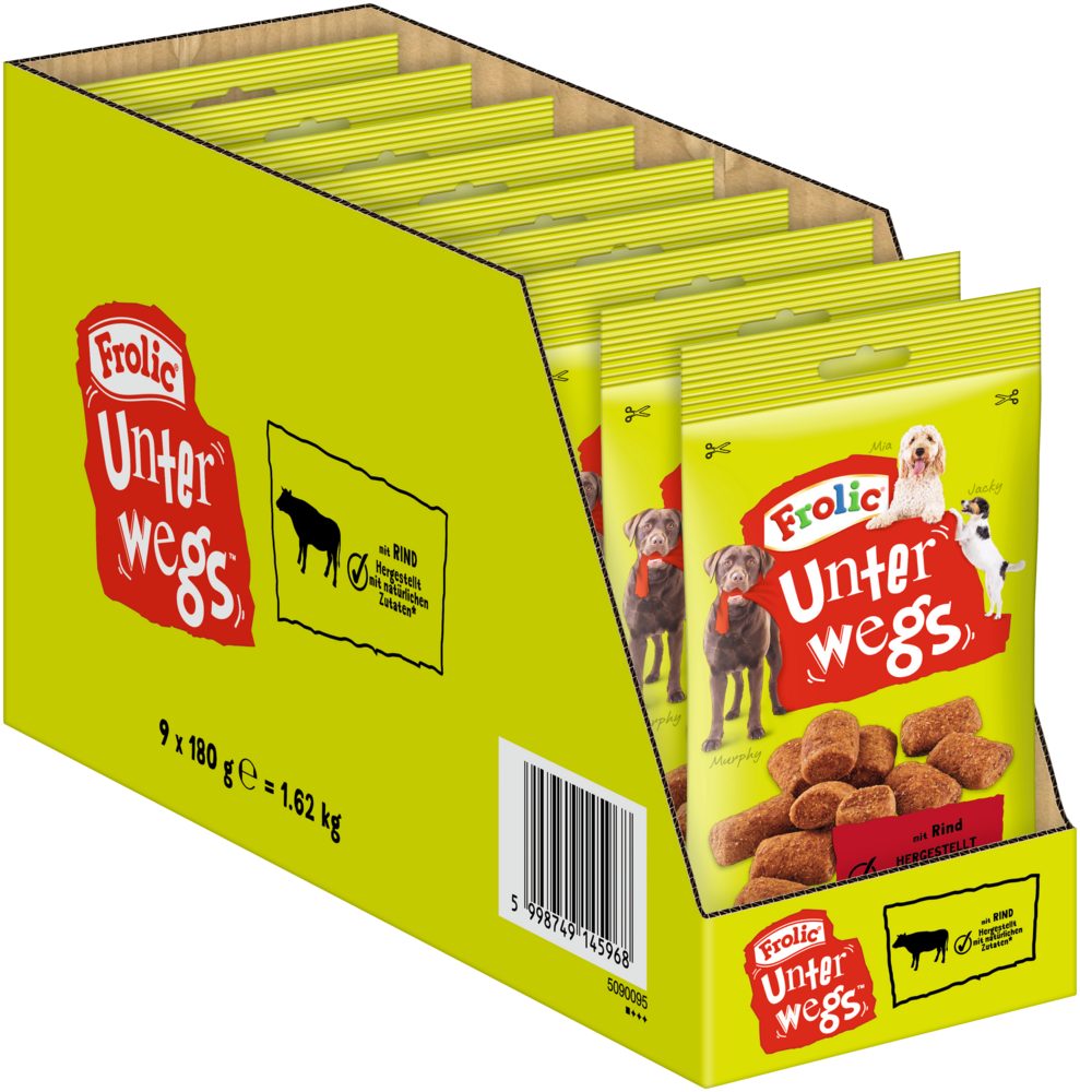 Frolic FROLIC™ UNTERWEGS™ Beutel Rind 9 x 180g, Snack für: Hunde
