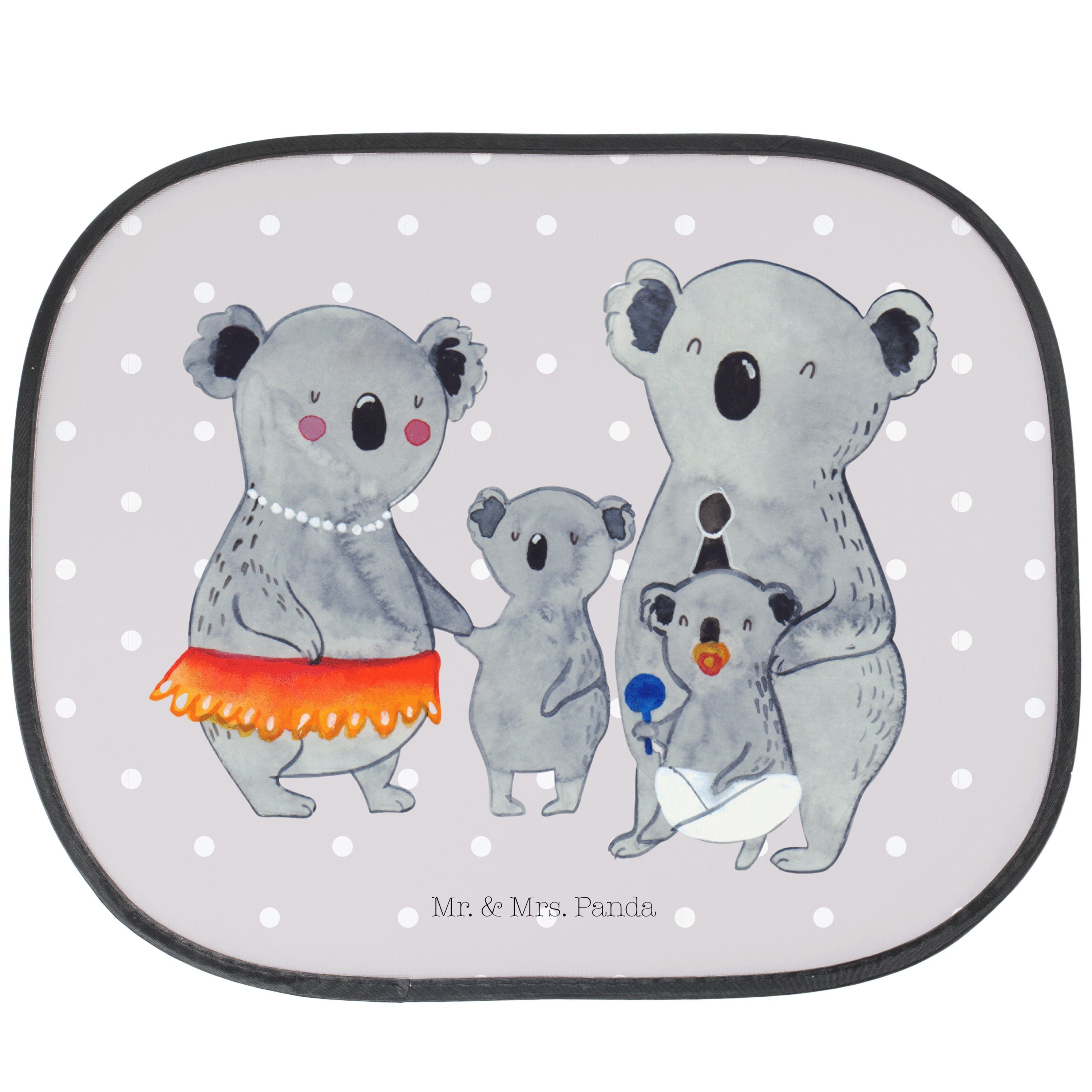 Sonnenschutz Koala Familie - Grau Pastell - Geschenk, Sonne, Oma, Kinder, Sonne Au, Mr. & Mrs. Panda, Seidenmatt