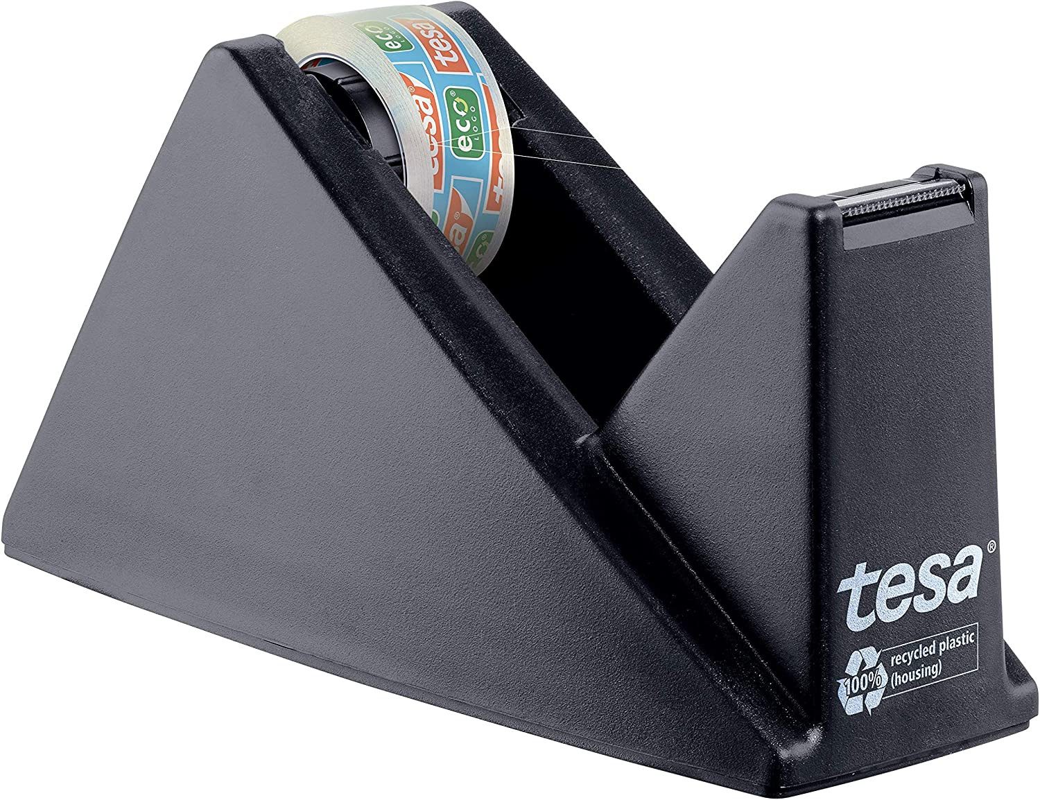 tesa Klebeband tesa Klebefilmabroller schwarz Economy (Packung, 1-St., Klebefilmabroller) 100% recyceltes Kunststoffgehäuse, lösemittelfrei