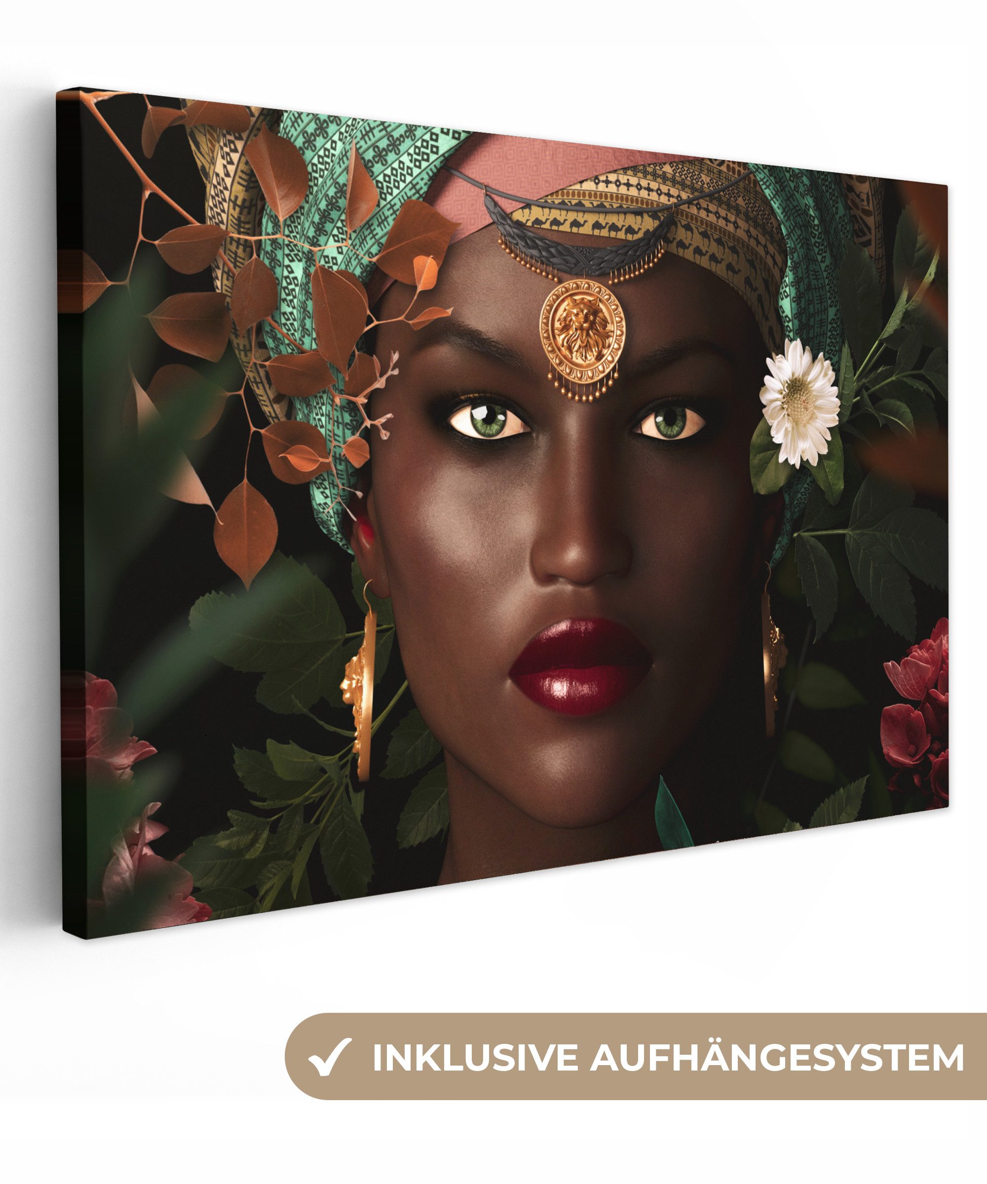OneMillionCanvasses® Leinwandbild Frau - Blumen - günstig online kaufen