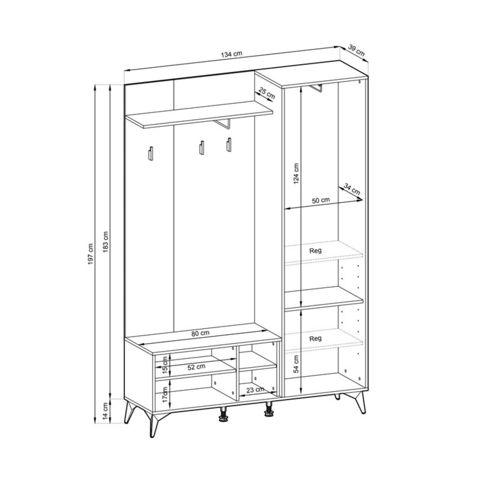BETTSO Garderobenschrank DIAMOND