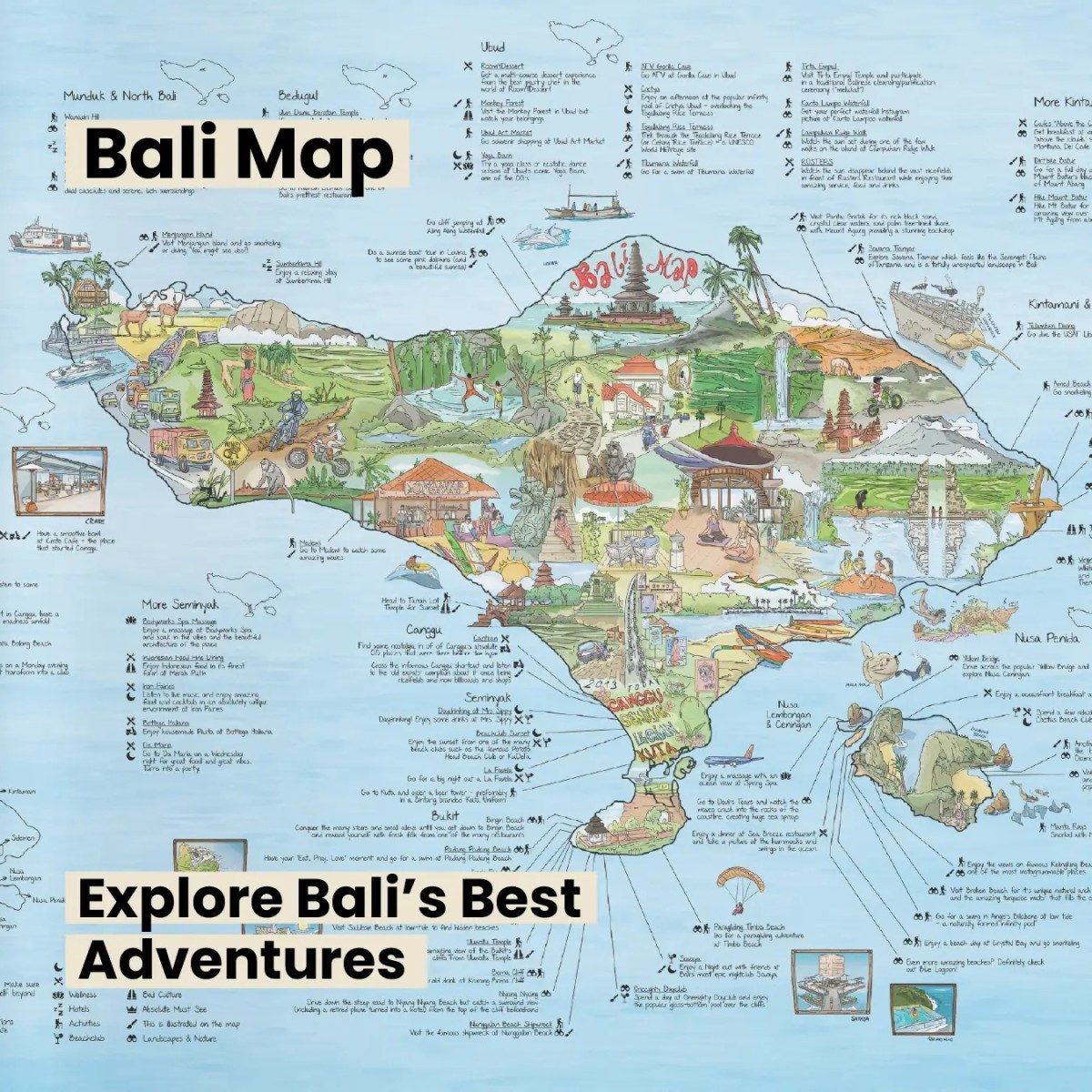Awesome Maps Strandtuch Badetuch "Bali Illustrated" (155x90cm) günstig online kaufen