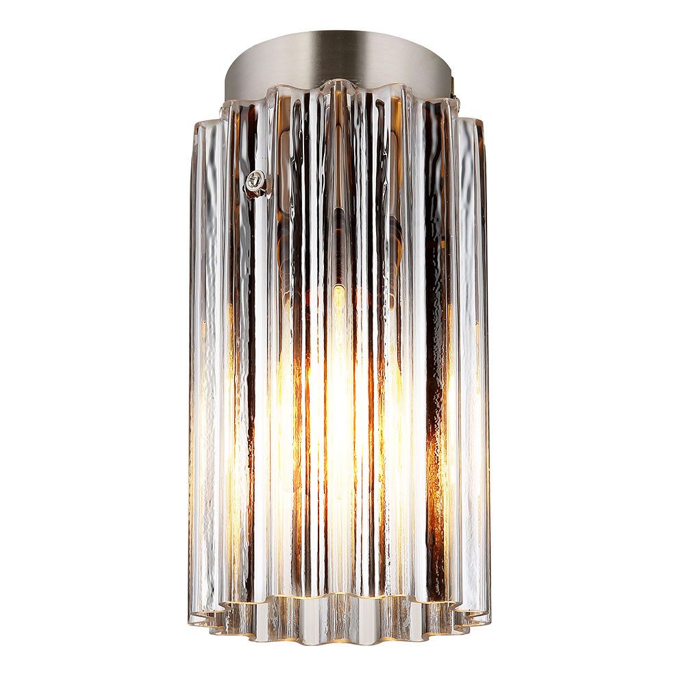 GLOBO LIGHTING LED Deckenleuchte, Leuchtmittel inklusive, Warmweiß, Deckenleuchte Deckenlampe Wohnzimmerlampe Metall Nickel-matt Glas