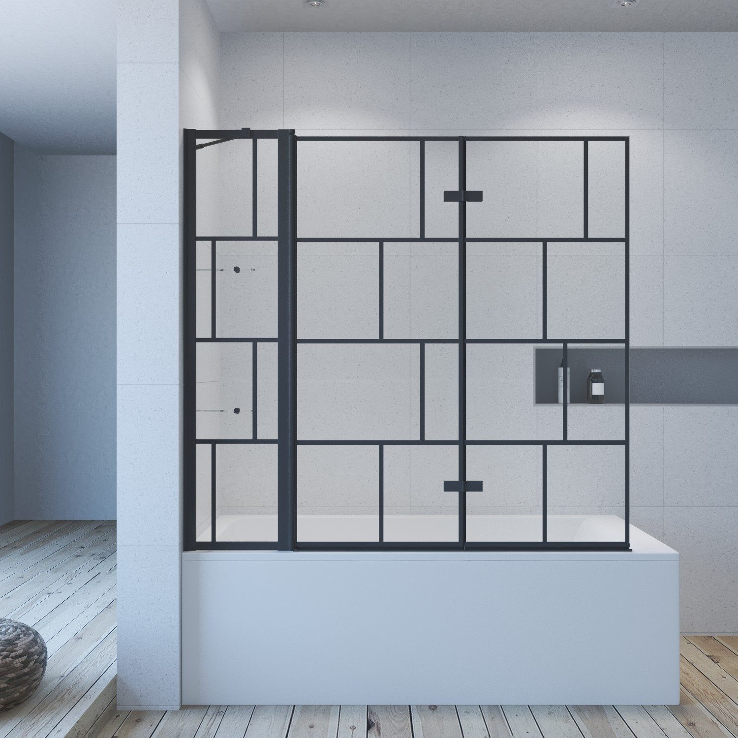 AQUALAVOS Badewannenfaltwand Duschabtrennung Badewannenaufsatz Falttür Glas günstig online kaufen