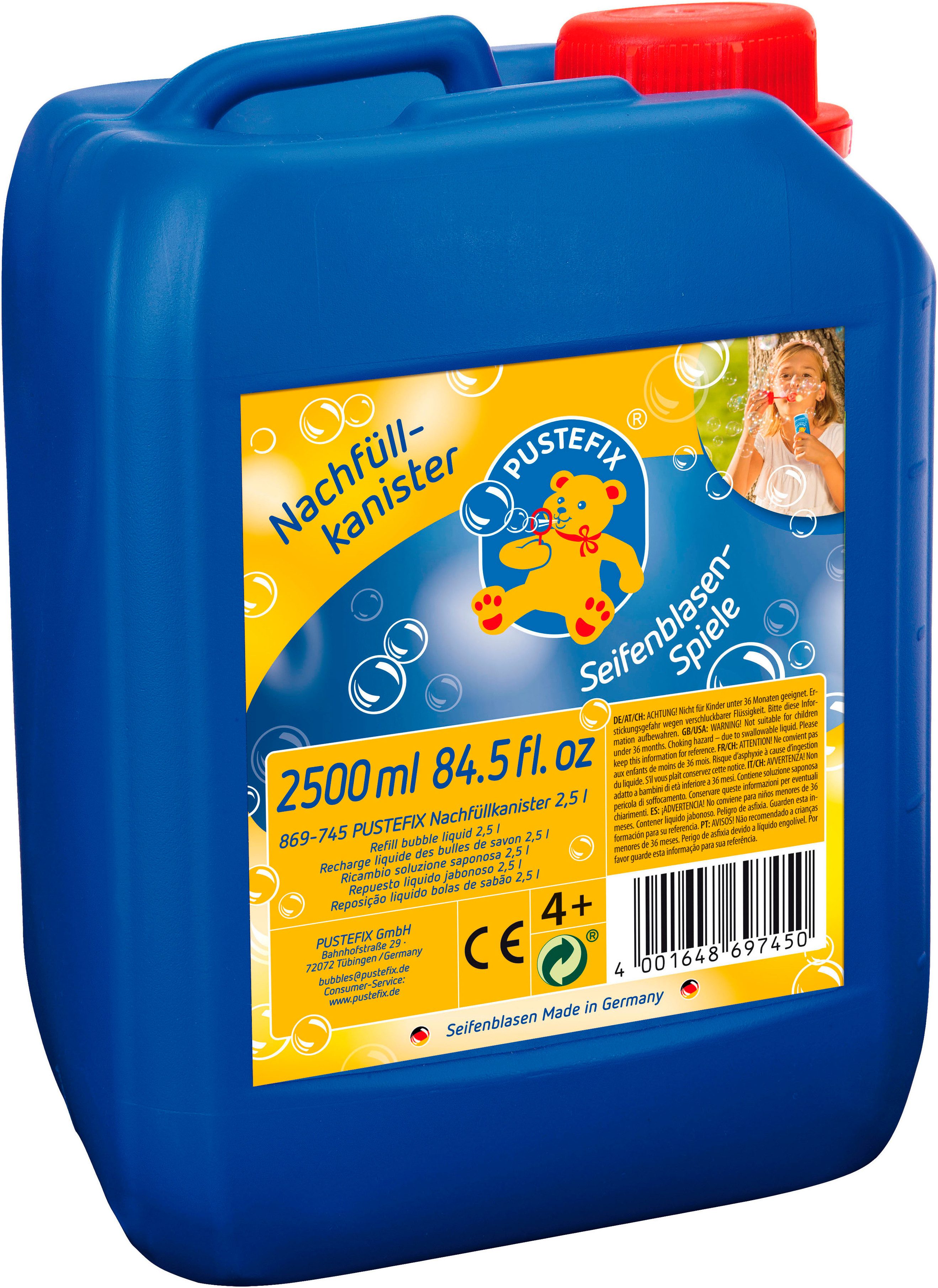 PUSTEFIX Seifenblasen Kanone Seifenblasen Nachfüllkanister, Made in Germany