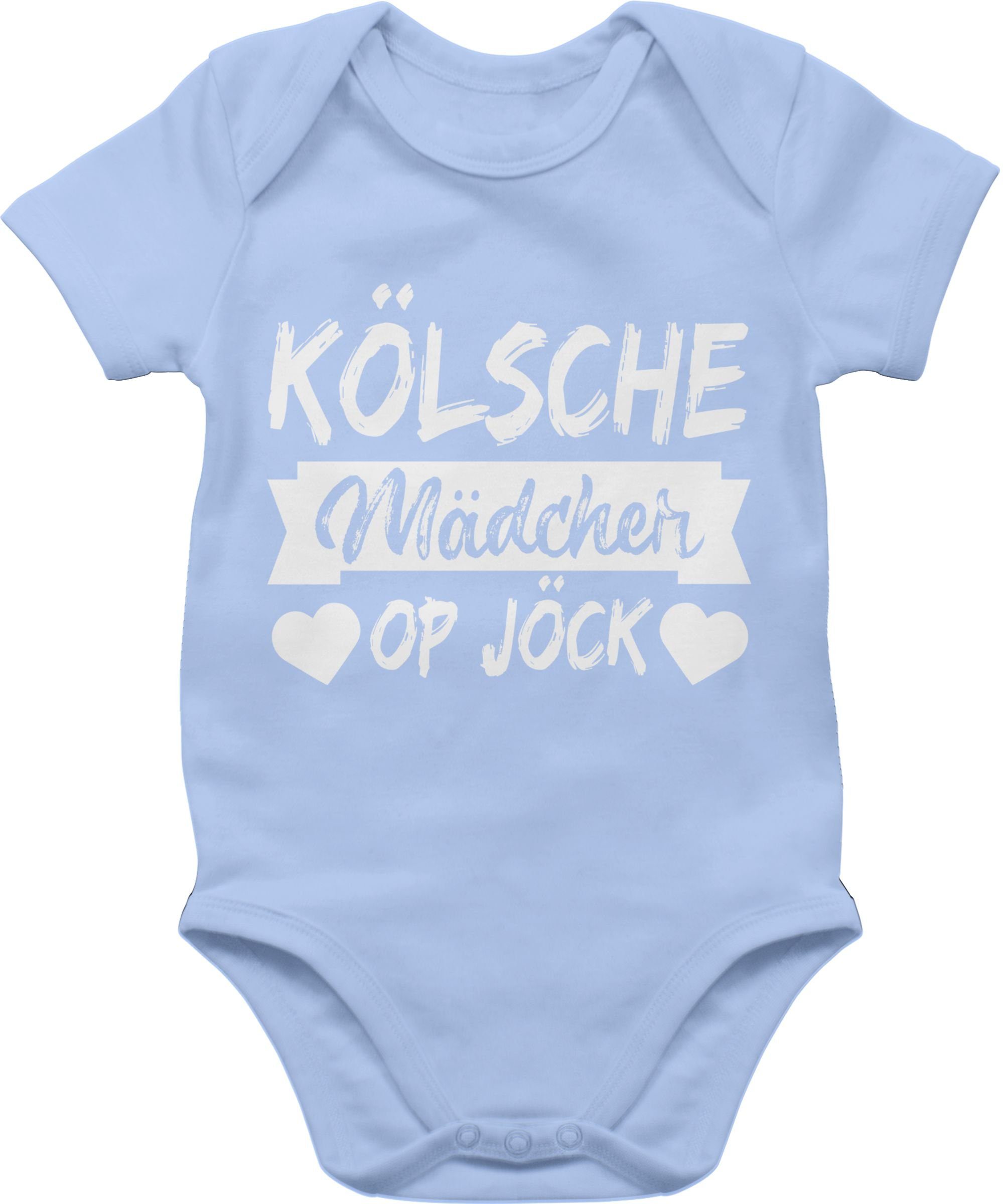 Shirtracer Shirtbody Kölner Sprichwort - Kölsche Mädcher op Jöck - weiß Karneval & Fasching 3 Babyblau