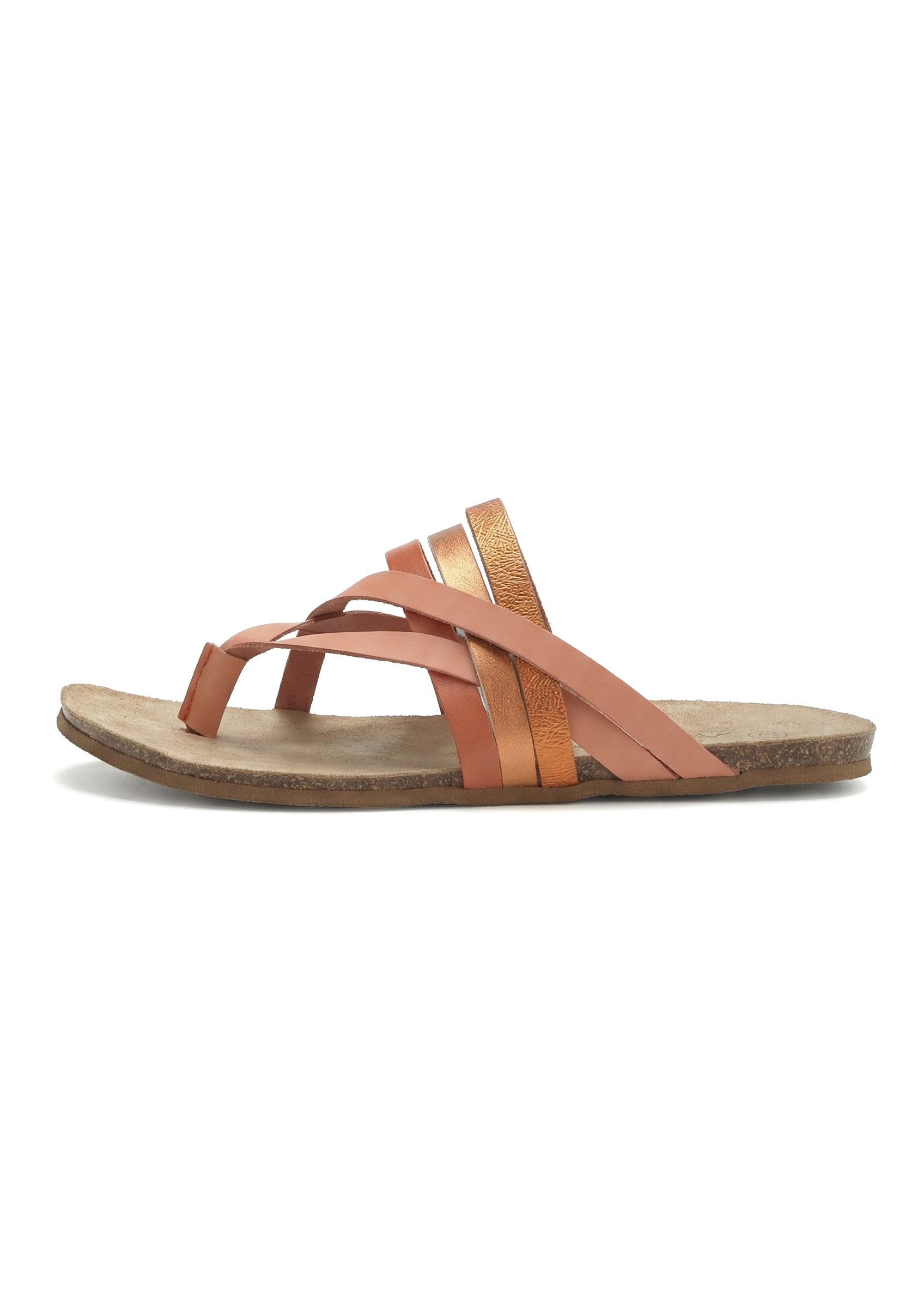 LASCANA Sommerschuh, offener Schuh, Pantolette, Sandale, Zehentrenner aus Leder mit Korkfußbett