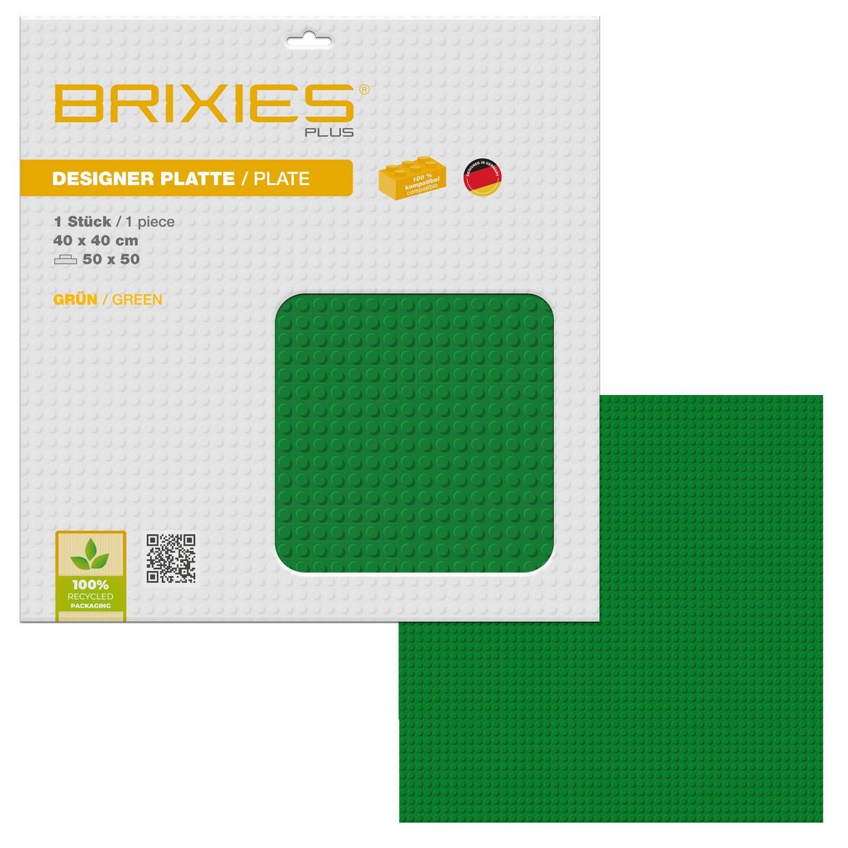 Brixies BRIXIES Bodenplatte Basic grün 50x50cm Konstruktionsspielsteine