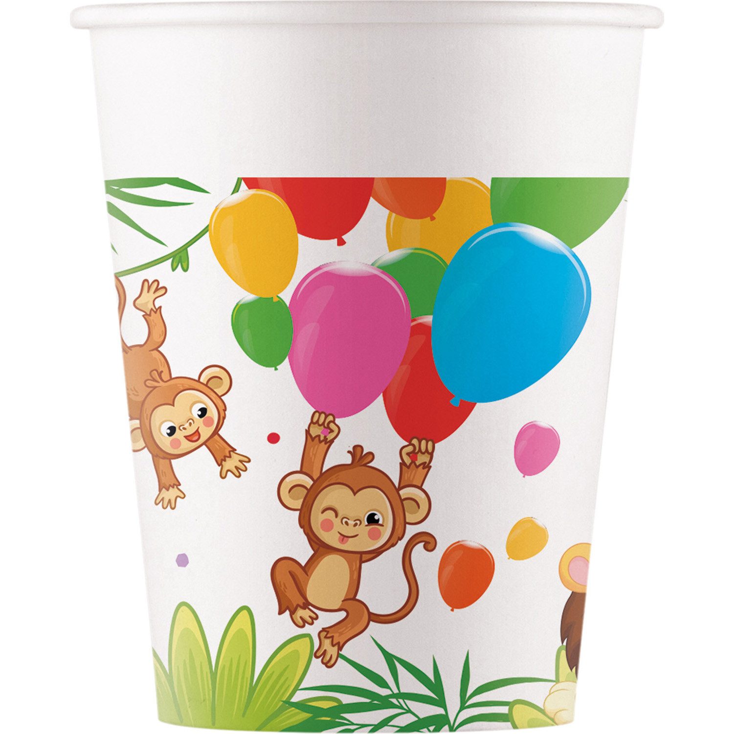 Procos Einwegbecher Pappbecher Dschungeltiere 200 ml, 8 Stück FSC, 100% Papier, Pappe