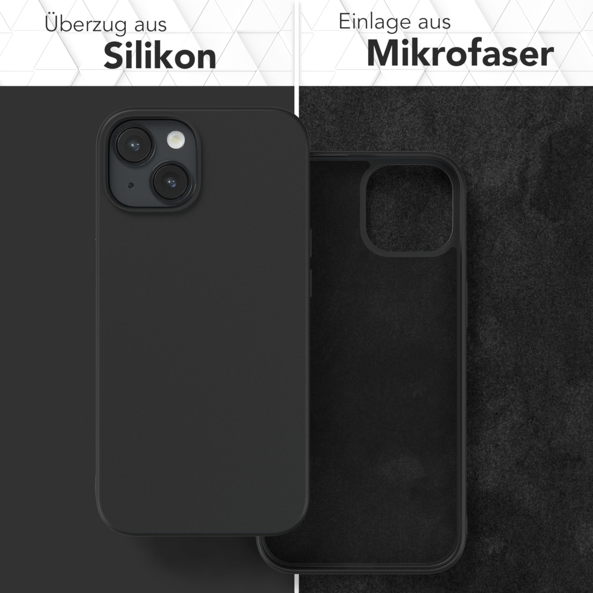 EAZY CASE Handyhülle für Apple iPhone 14 Hülle Silikon 6,1 Zoll, Silikon Schutzhülle mit Kameraschutz kratzfest Back Cover Etui Schwarz