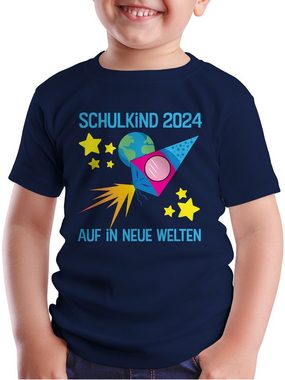 Shirtracer T-Shirt Schulkind 2024 I Auf in neue Welten Einschulung Junge Schulanfang Geschenke