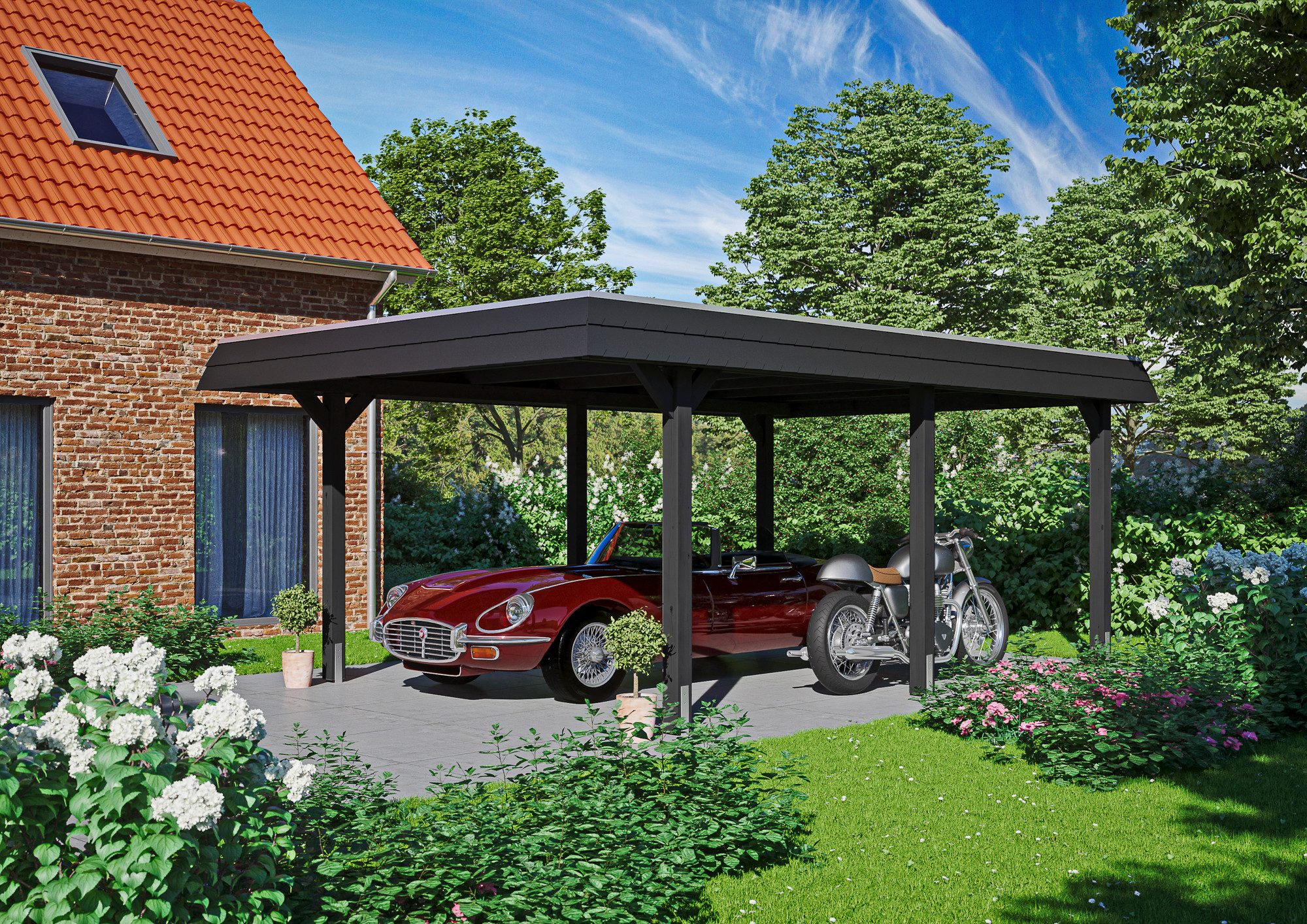 Thumbnail - Skanholz Einzelcarport Wendland, BxT: 409x628 cm, 247 cm Einfahrtshöhe