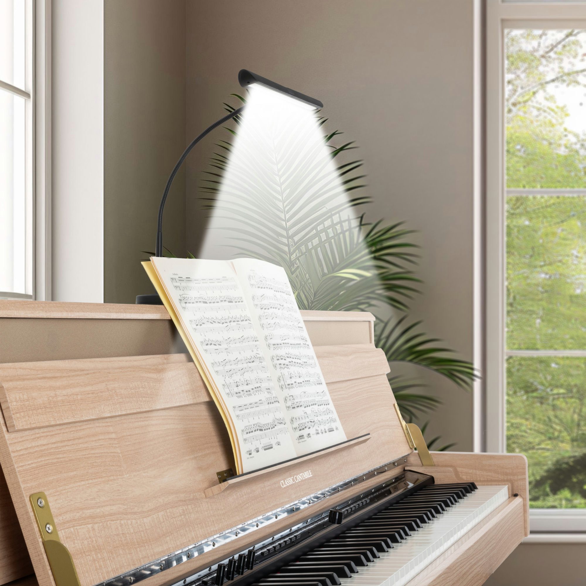 Classic Cantabile LED Tischleuchte 12120WW Pianoleuchte Easy mit flexiblem Schwanenhals und Touch-Sensor, warm-weiß, stufenlos dimmbare Leuchte und 18 helle LED – Bild 2 von 5