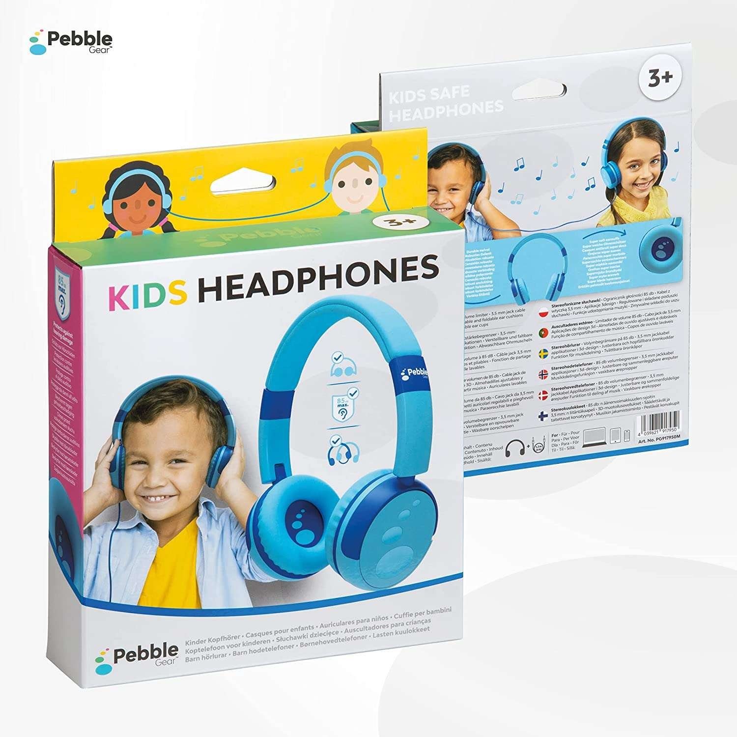 Pebble Gear pink Kinder-Kopfhörer Lautstärkebegrenzung kindersicher 85 - dB blau/ (3,5mm Klinke faltbar, Kids-Design) Kinderkopfhörer