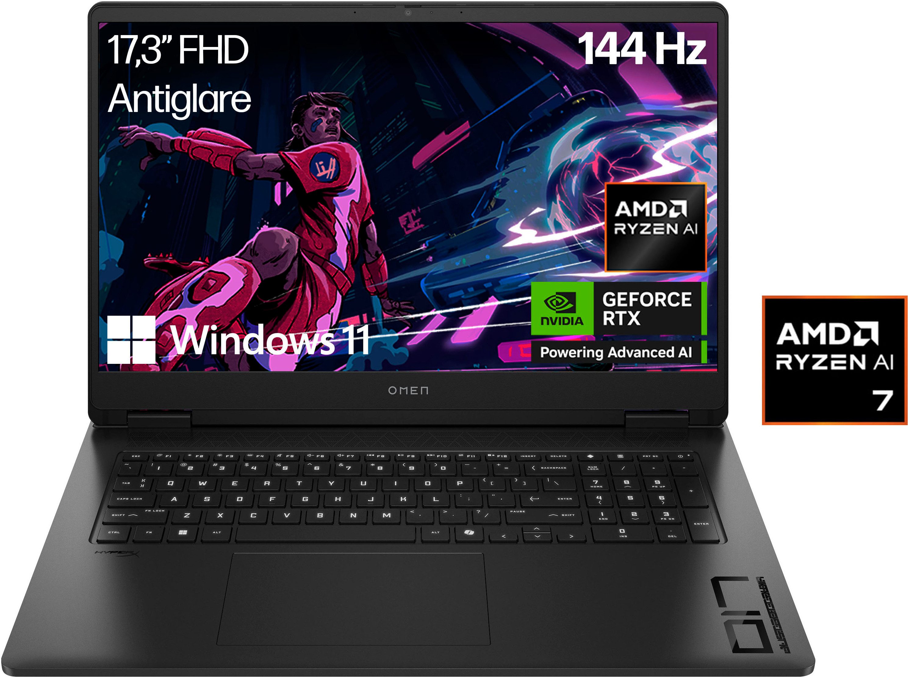 HP OMEN 17-db1075ng Gaming-Notebook (43,9 cm/17,3 Zoll, AMD Ryzen™ AI 7 350, GeForce RTX 5070, 1000 GB SSD)