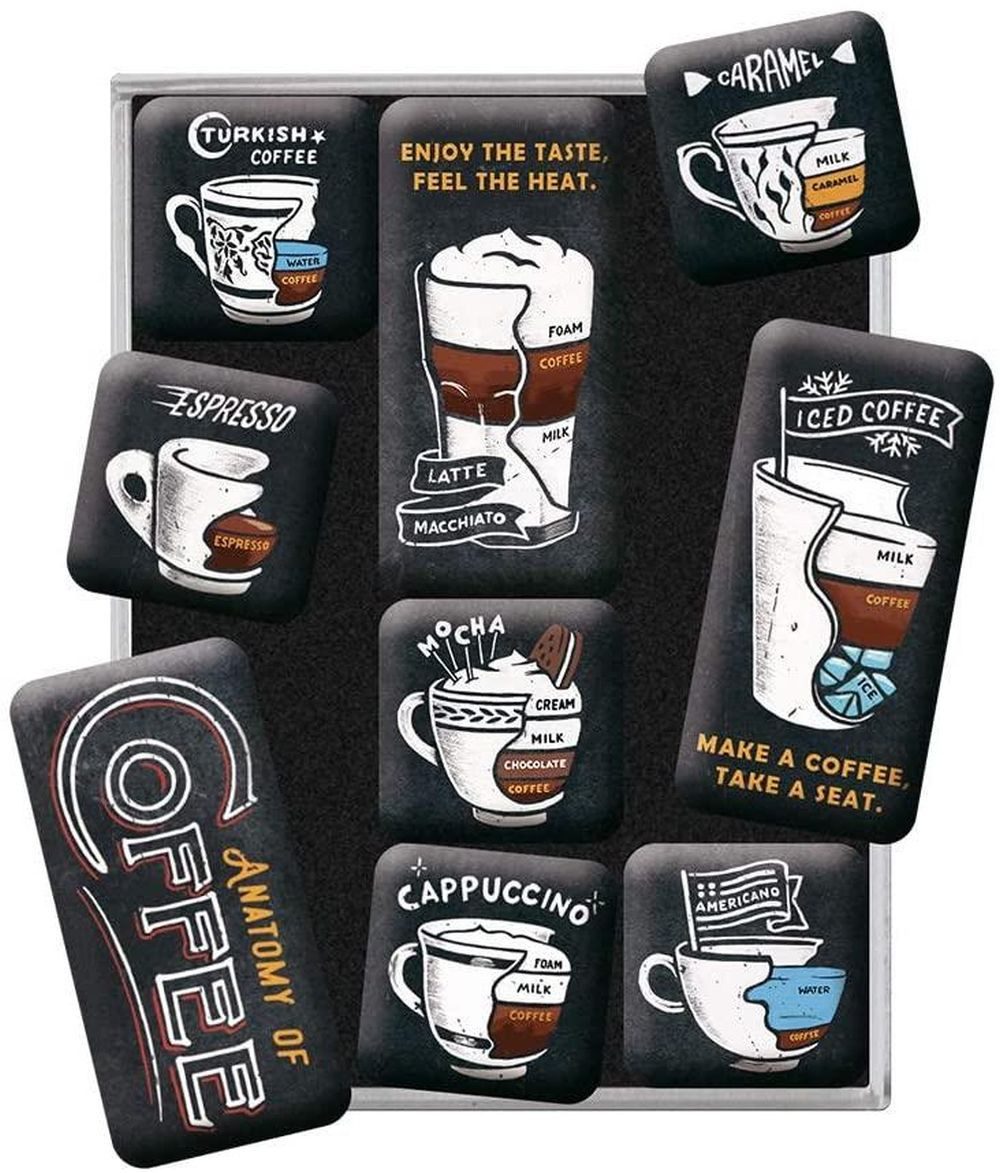 Nostalgic-Art Magnet 9tlg. Magnetset - Coffee & Chocolate - Anatomy of Coffee