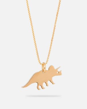 Malaika Raiss Kette mit Anhänger Dinolove Triceratop Halskette Damen Gold Dinosaurier Anhänger 45 cm, Silber 925, 24 Karat vergoldet