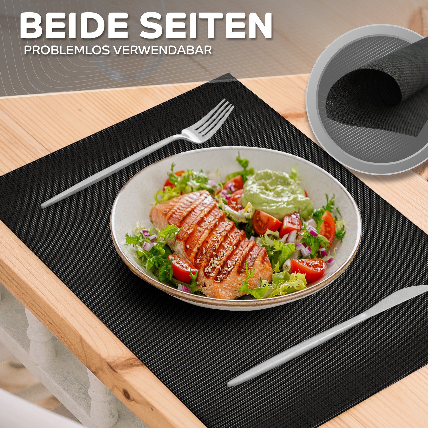 Loco Bird Platzset rechteckig aus PVC, (Tischset Abwischbar PVC-Untersetzer, 6-St., Waschbare Tischuntersetzer Platzdeckchen), Untersetzer PVC-Matte – Bild 5 von 5