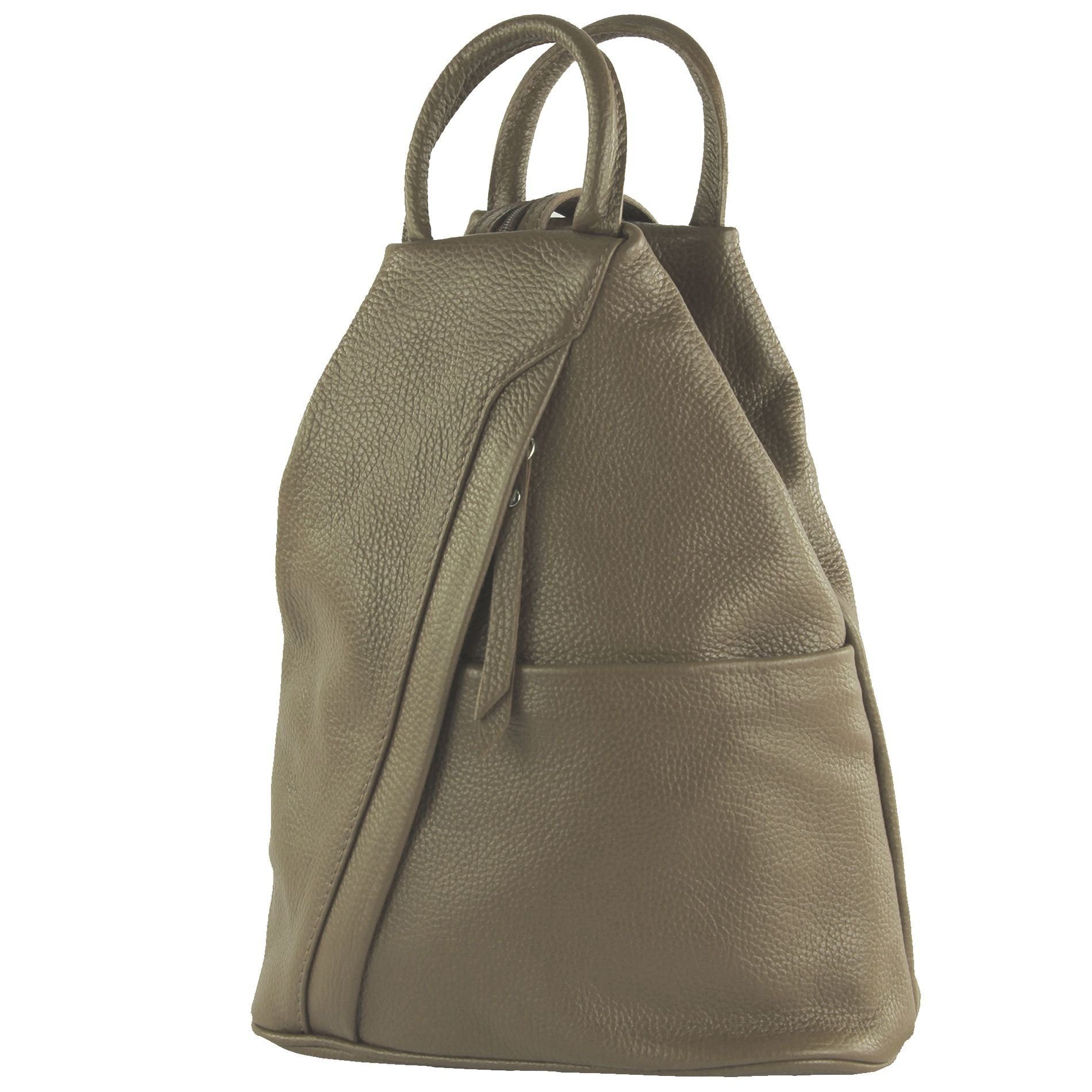 modamoda de Rucksack T180, Echtleder Handmade in Italy Taupe