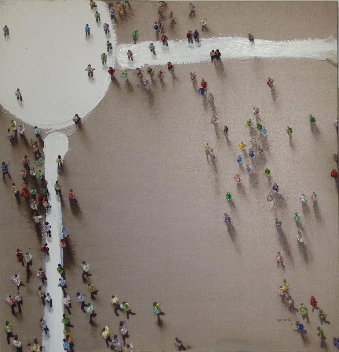 Ölbild 100cm 100cm Kayoom Menschengruppe, x