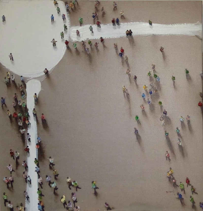 Kayoom Ölbild Menschengruppe, 100cm x 100cm