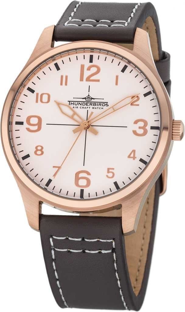 Quarzuhr TB5000-12, Fliegeruhr für Herren, 40 mm Gehäuse, IP-Rose