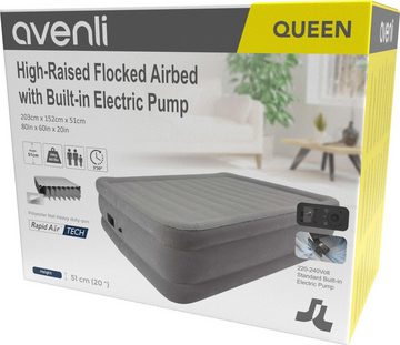 Avenli Luftbett selbstaufblasende Luftmatratze mit integrierter Pumpe 203x152x51 cm, (Doppelbett für 2 Personen), Inklusive Tragetasche und Reparaturaufkleber