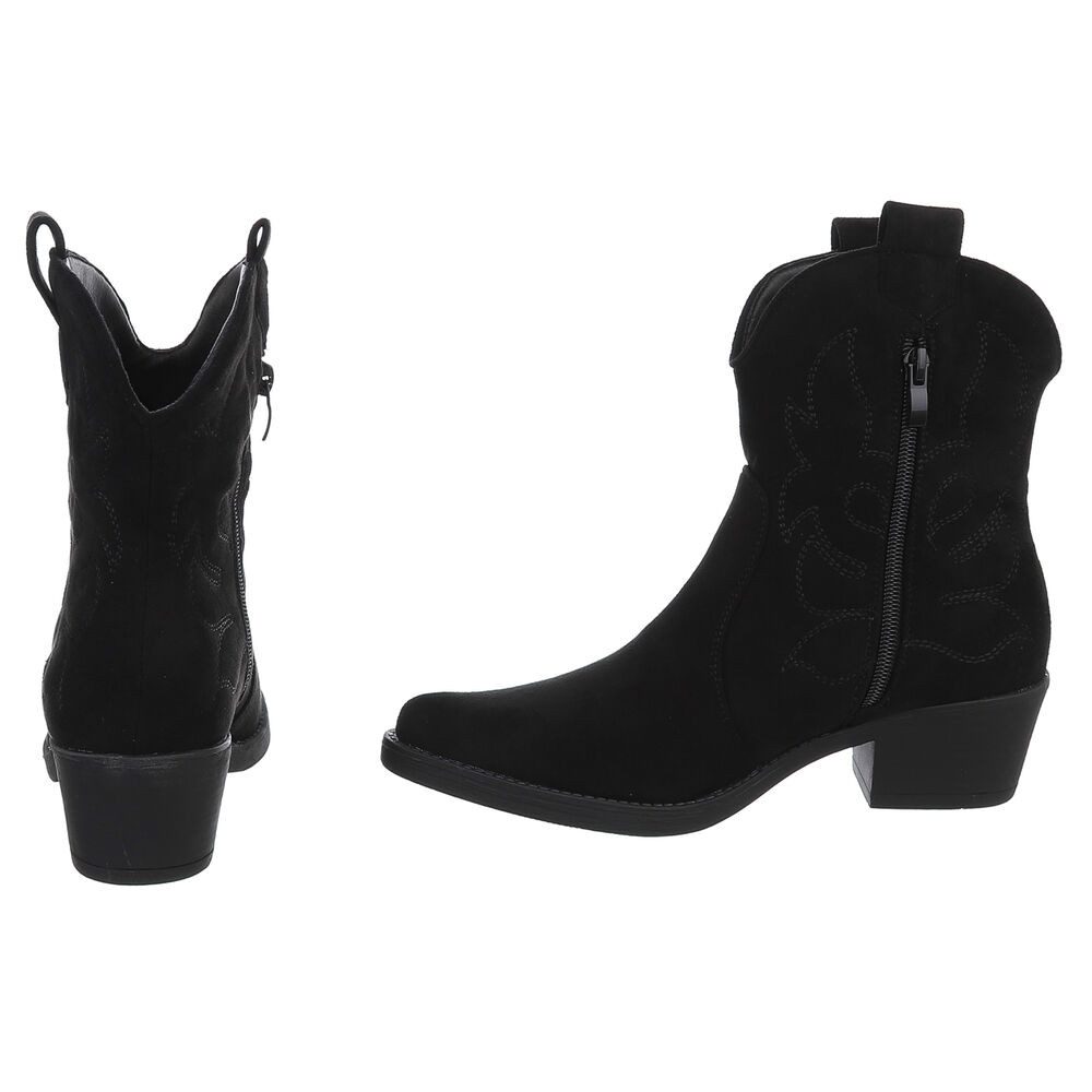Ital-Design Elegante Cowboy-Stiefel aus Kunstleder mit Blockabsatz Westernstiefelette (77747556) Blockabsatz Stiefeletten in Schwarz – Bild 5 von 5