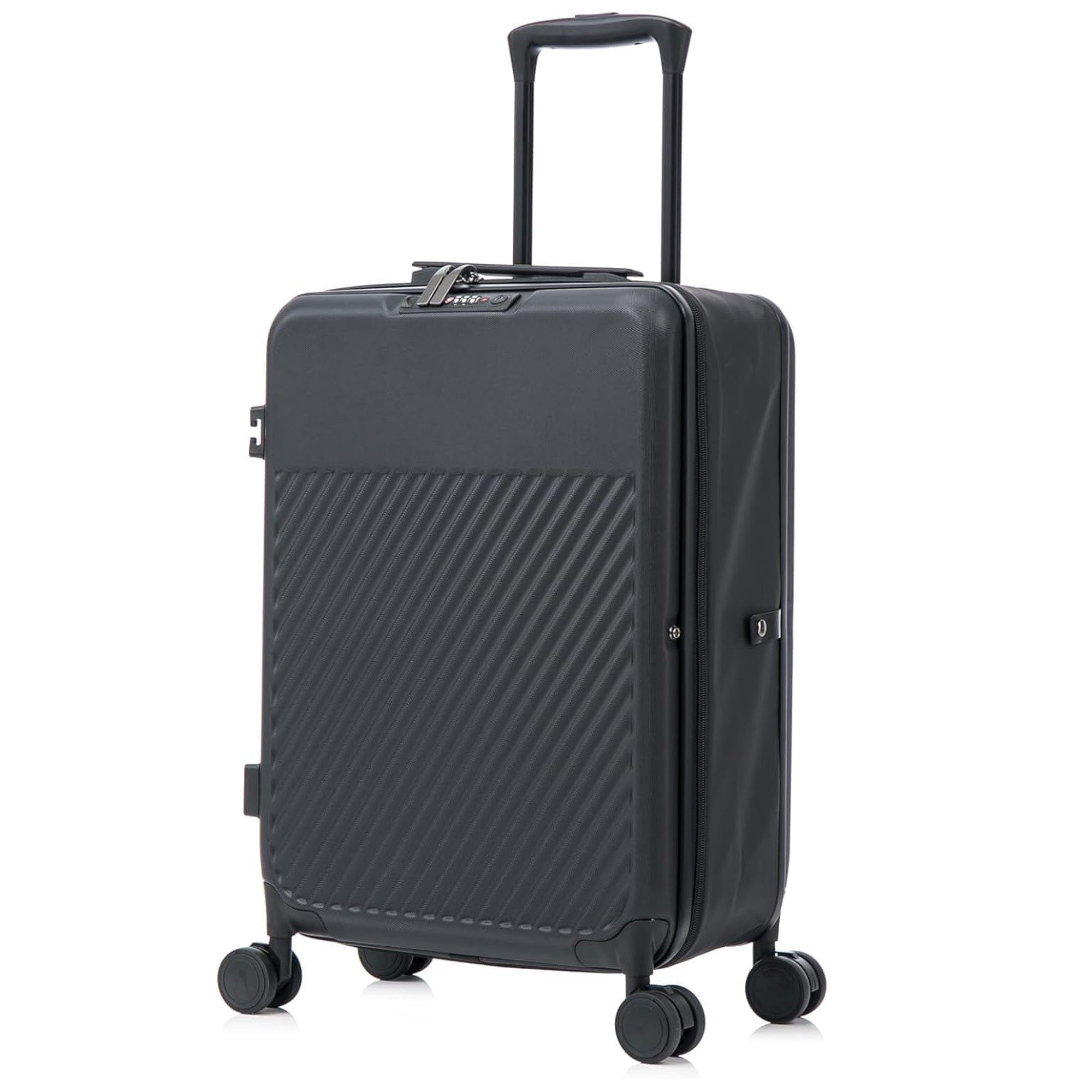 MS-Point Trolley Faltbarer Microfaser Hartschalen Koffer mit Rollen Schwarz, 4 Rollen