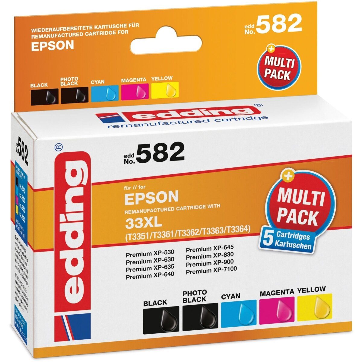 edding Druckerpatrone kompatibel mit Epson T33XL Multipack Nachfülltinte (x)