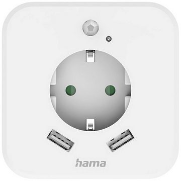 Hama Nachtlicht LED-Nachtlicht mit Steckdose, 2 USB-Ausgänge, Inkl. Bewegungsmelder