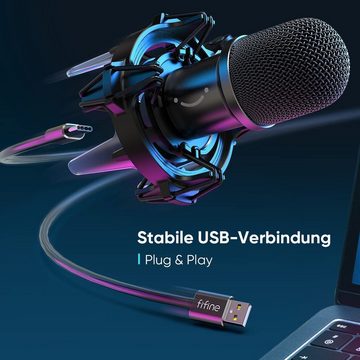 FIFINE Mikrofon USB Metall Mikrofon Set Streaming mit Mikrofonarm
