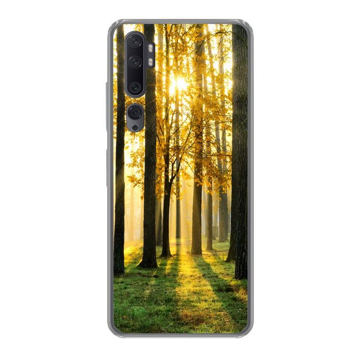 MuchoWow Handyhülle Wald - Sonne - Bäume - Gras - Landschaft - Natur Phone Case Handyhülle Xiaomi Mi Note 10 Silikon Schutzhülle