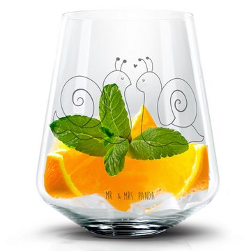 Mr. & Mrs. Panda Cocktailglas Schnecken Liebe - Transparent - Geschenk, große Liebe, Cocktail Glas, Premium Glas, Laser-Gravierte Motive