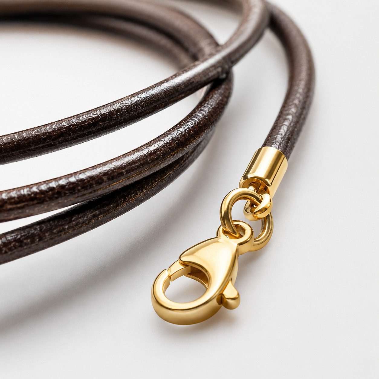 unbespielt Lederband Lederband Braun gefärbt Karabinerverschluss Goldfarben 1m Lang Kürzbar, Modeschmuck für Damen und Herren – Bild 2 von 4