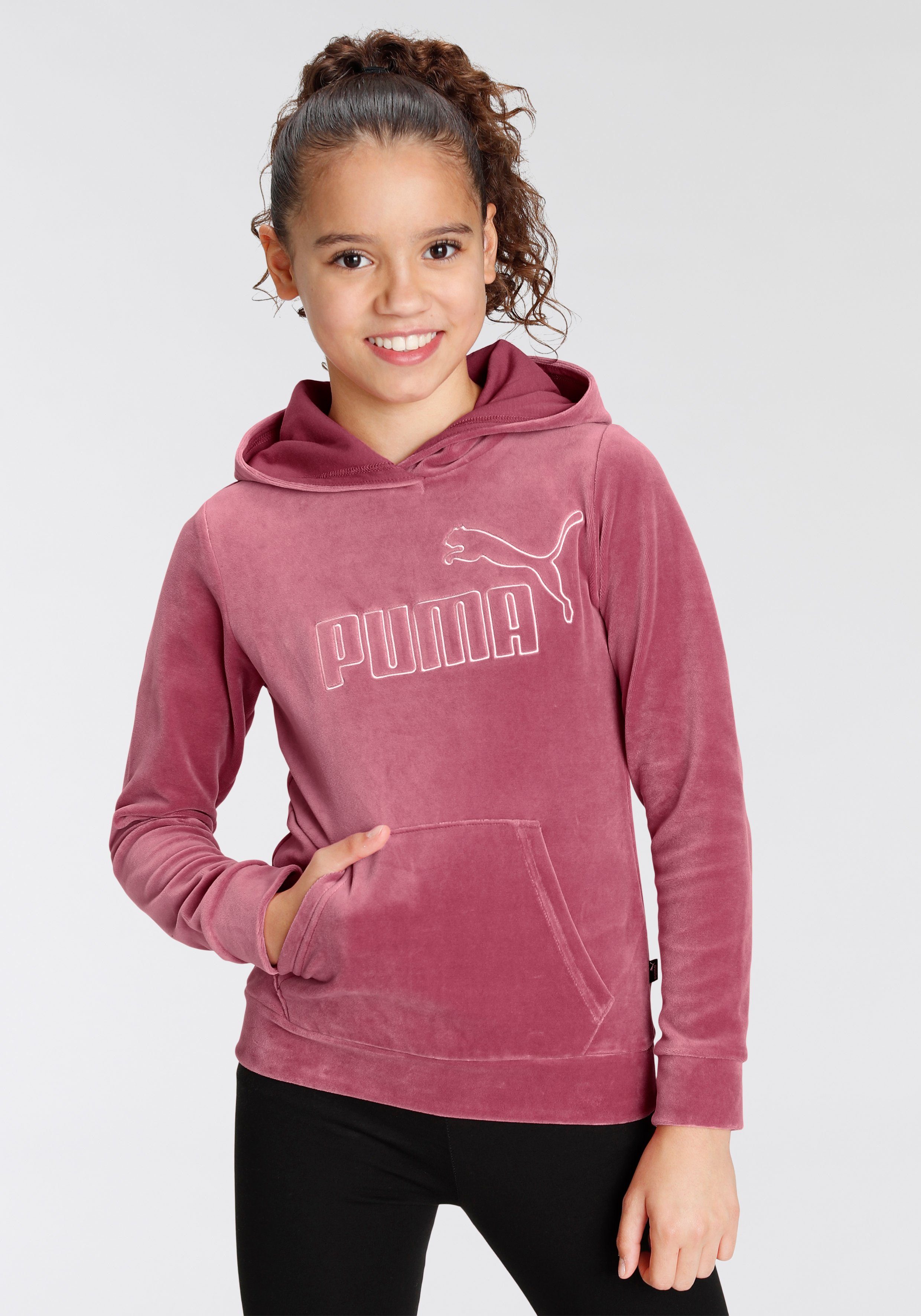 Velour PUMA ESS+ Hoodie G beere Kapuzensweatshirt