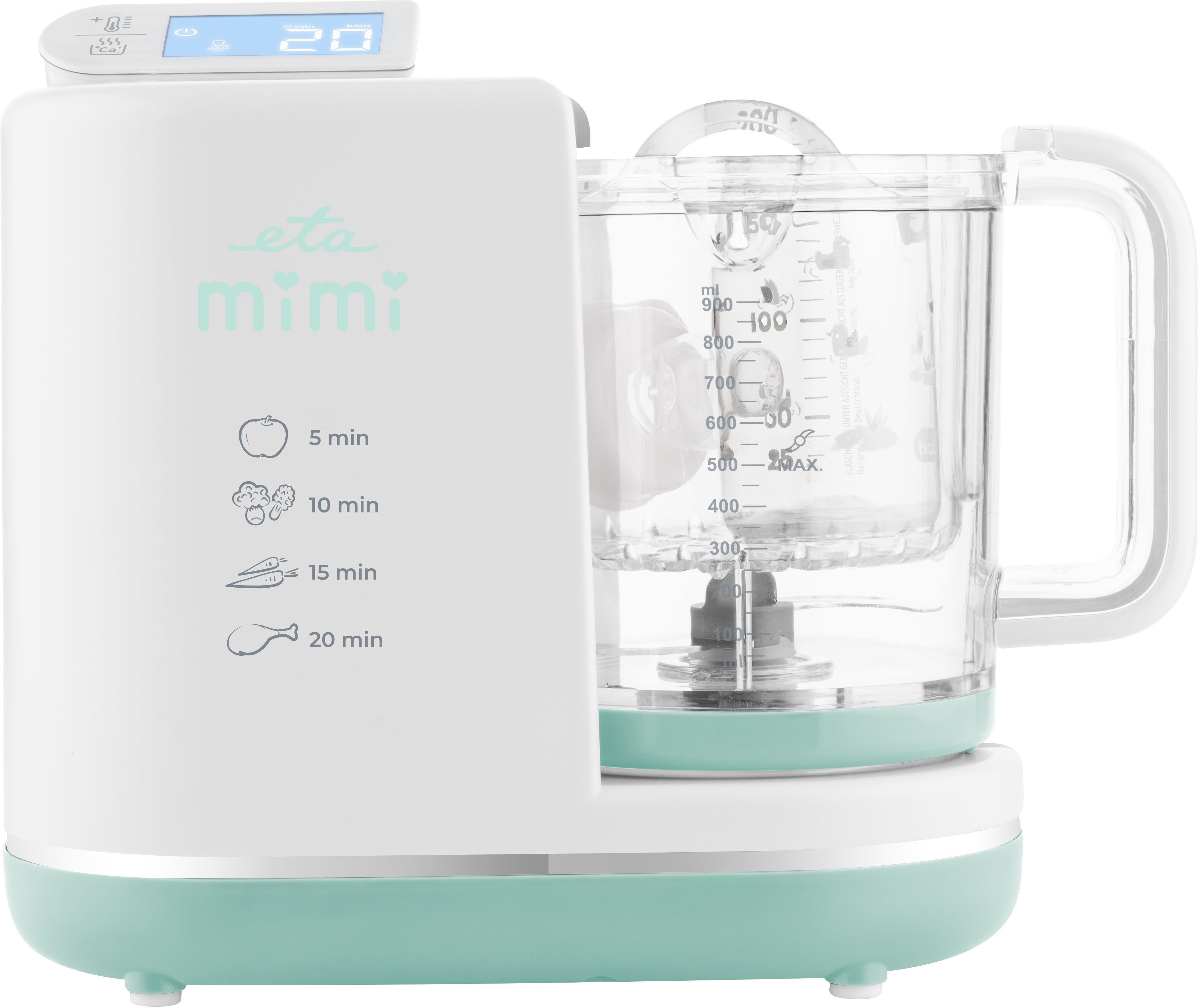 eta Babynahrungszubereiter Dampfgarer ETA Mimi, 700 W, 6-in-1-Multifunktionsgerät, Touchpanel mit ausklappbarem LCD-Panel
