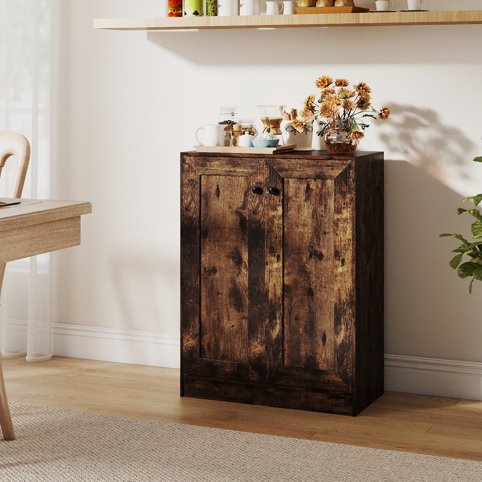 COSTWAY Badkommode, Badezimmerschrank mit verstellbarem Regal Sideboard