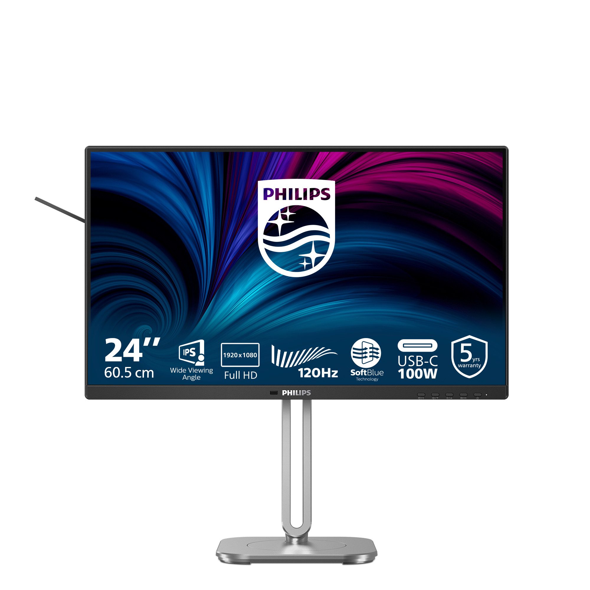 Philips 24B2U4301 - 4000 Series - LED - 61 cm (24) (23.8" sichtbar) - 1920 x TFT-Monitor (1920 x 1080 px, Full HD, 4 ms Reaktionszeit, 120 Hz, IPS, Lautsprecher, HDCP, Pivot, Höhenverstellbar)