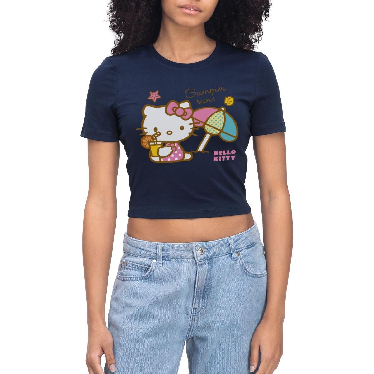 T-Shirt Hello Kitty Am Strand Summer Sun Crop Top