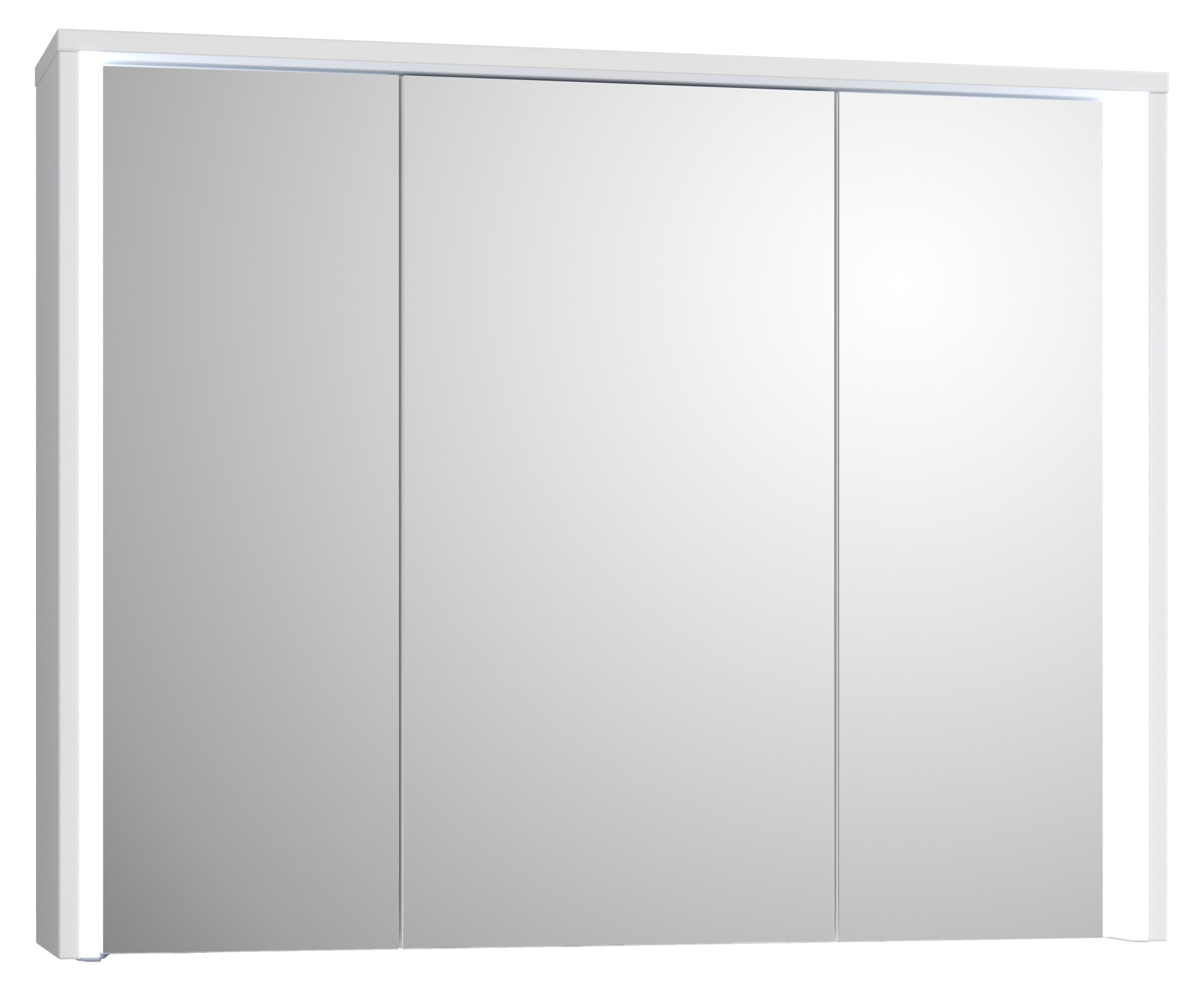 PREISBRECHER Badezimmerspiegelschrank Five LED, Steckdose, in weiß - 86x68x18cm (BxHxT)